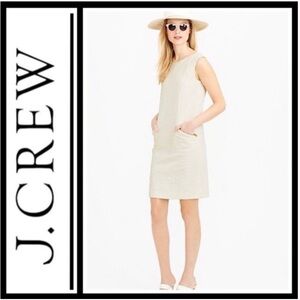 J. Crew Cream Textured Jacquard Sleeveless Shift Dress M EUC